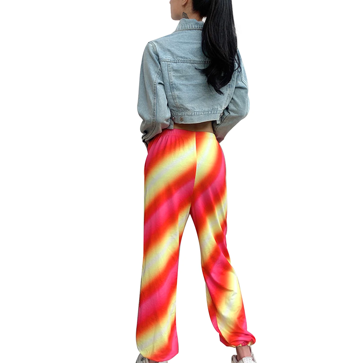 

2020 Fashion Women High Street Cargo Pants Casual Fitness Trousers Elastic Waist Tie Dye Sweatpants Autumn Gym Sports Pants
