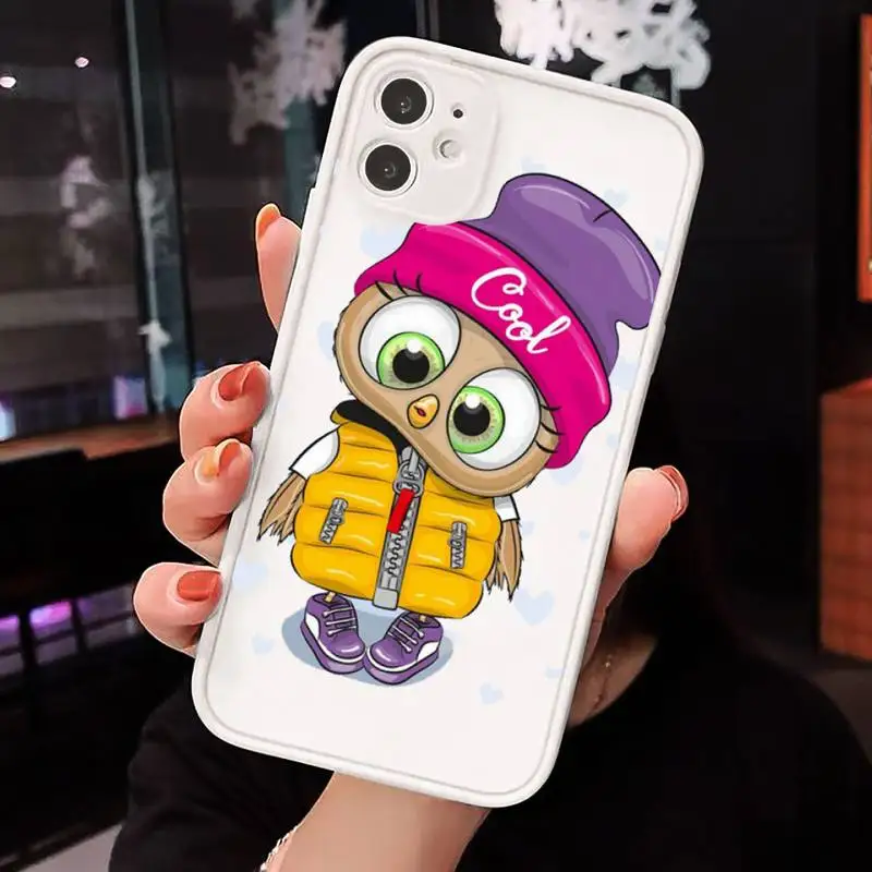 

Cute animal Owl Phone Cases matte transparent For iphone 7 8 11 12 plus mini x xs xr pro max cover