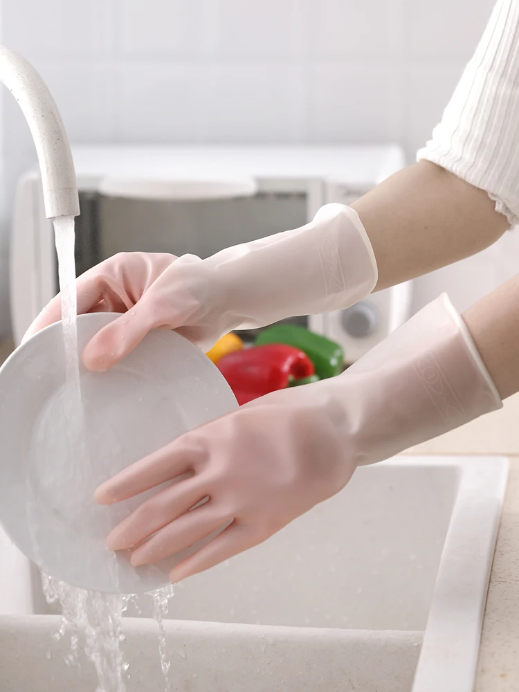 

Waterproof Thicken Durable Dish Washing Gloves Dishwashing Rubber Gloves Kitchen Dishes Cleaning Gloves Household for Washing