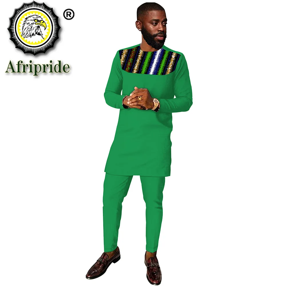 African Dashiki Print Top Pant Set 2 Pieces Outfit Set traditional Clothes Streetwear African Suit Men Africa Clothing S2016033