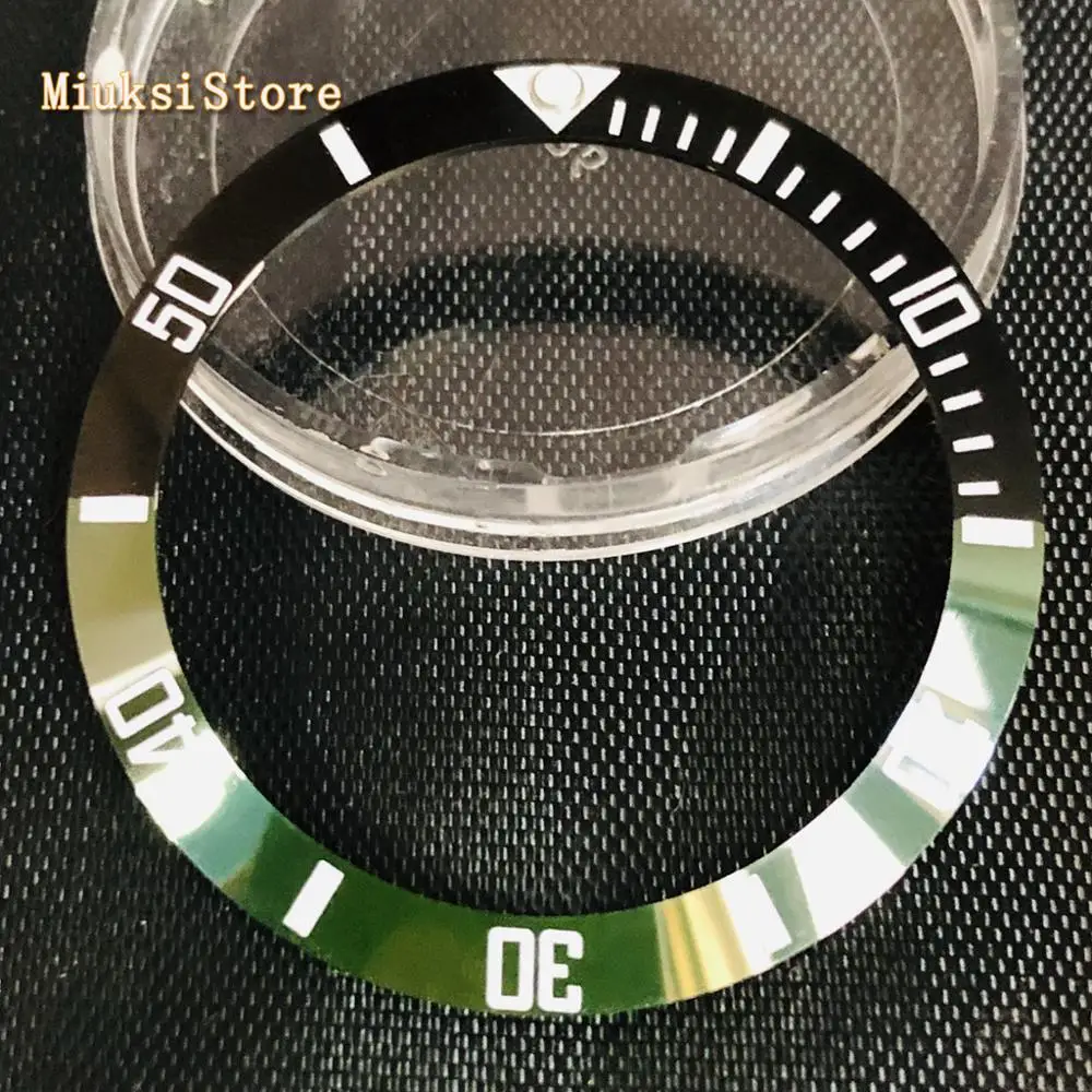 Аксессуары для часов 38 мм черный зеленый керамический Безель подходит мужских