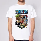 Одна штука соломенная шляпа команда футболка мужская Harajuku Мультфильм Япония аниме футболка 90s Смешные Луффи Зоро Графические летние модные футболки мужские