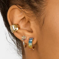 2021 ornament alloy geometric color crystal gem european and american earrings earings fashion jewelry