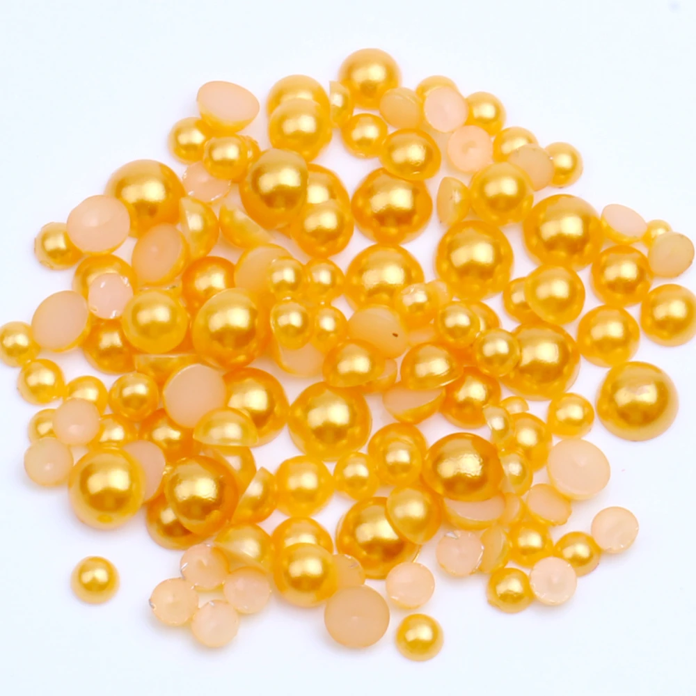 2-12 мм и смешанные размеры золотые полукруглые бусины с имитацией жемчуга из