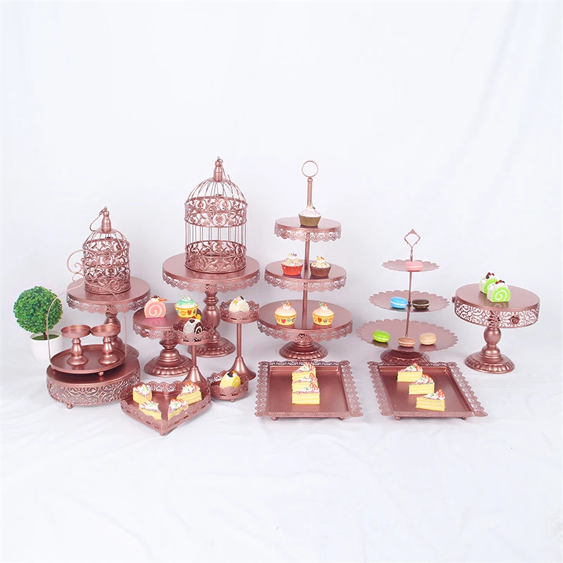 2020 Gold Wedding Dessert Tray Cake Stand Cupcake Pan Party Supply 18PCS / Set white Lace cake decoration plate dish | Дом и сад