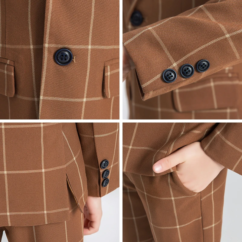 Костюм для мальчиков Детский костюм свадьбы дня рождения пиджак жилет штаны