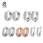 Женские серьги-кольца из серебра 925 пробы, с фианитом