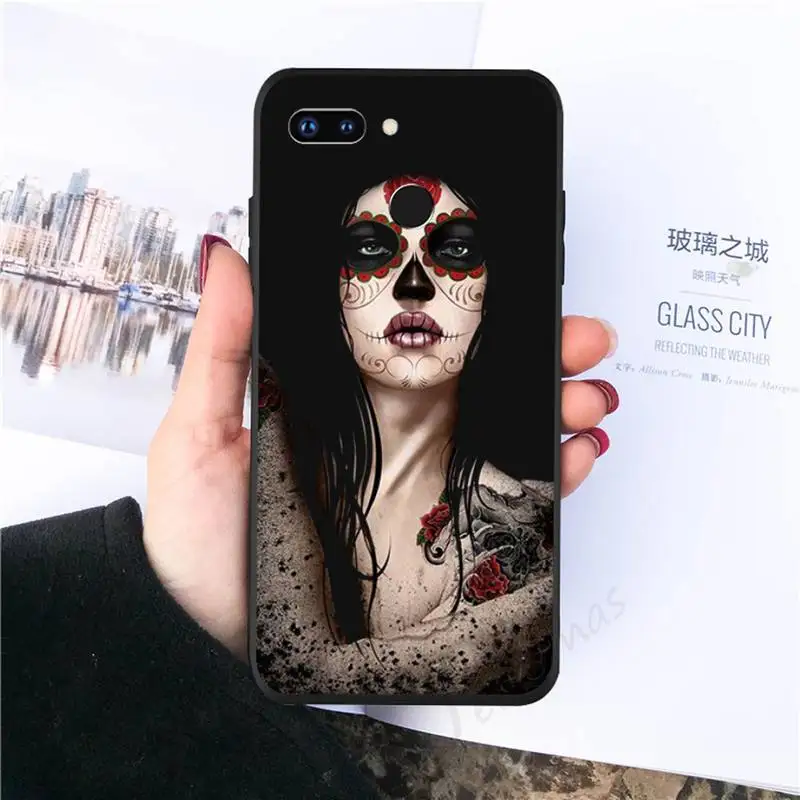 

Skull tattoo art girl horror Phone Case For Huawei Enjoy 7 7s 8 8e 9 9e 10 plus P8lite 2017 Honor 5a view9 play 3e