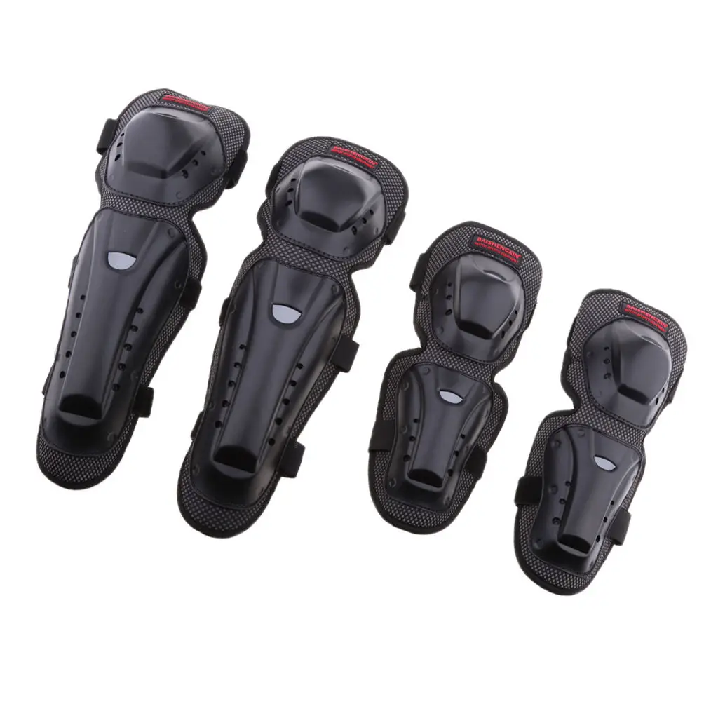 

1 Set Motorcycle Cycling Breathable Anti-slip Elbow and Knee Pads Knee Brace Support Protector Guard Black