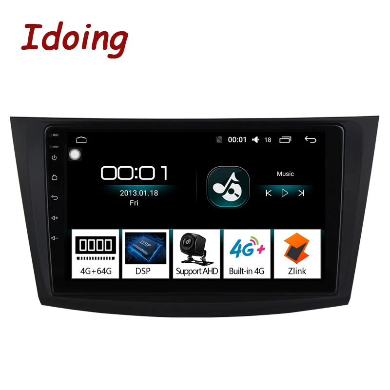 Автомобильный мультимедийный плеер Idoing 9 &quot 8 ядер 4 Гб + 64 ГБ Android 1 радио