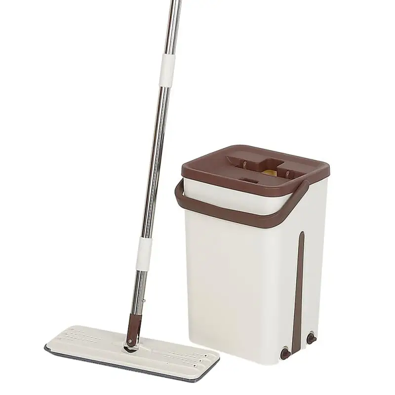 

Flat Mop With Bucket Free Hand Washing Lazy Mop Squeeze Mop 360 Rotating Wooden Floor Mop Household Cleaning Tool