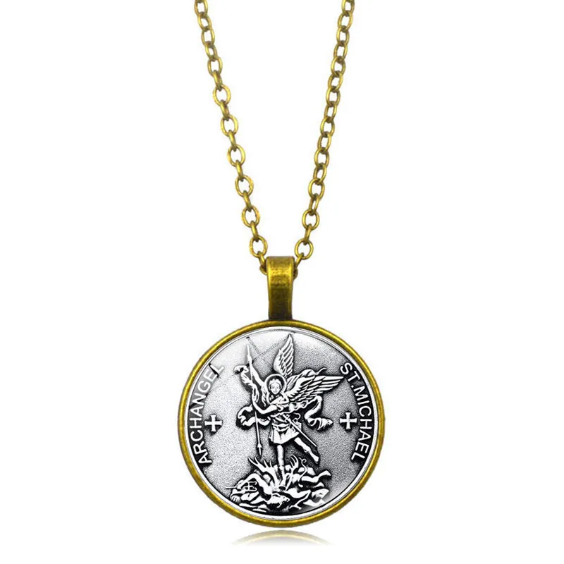 XSWX2180-bronze Мужское ожерелье, Archangel St. Майкл, защитите меня, Сейнт щит, защита, шарм, русский орходокс, подвеска, цепочка, ожерелье - Metal Color: XSWX2180-bronze
