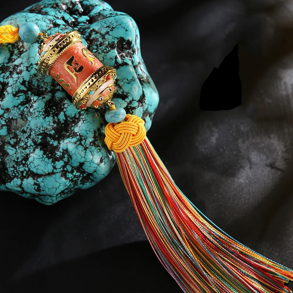 Автомобильный кулон тибетско буддистские молитвенные колеса с кисточкой авто