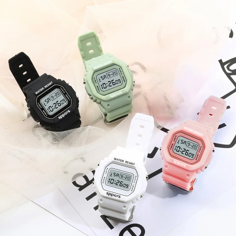

Small square electronic watch trend elementary school students junior high school students children sports waterproof couple