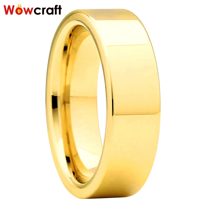 Плоские золотые вольфрамовые обручальные кольца 8 мм для мужчин и женщин Мужские