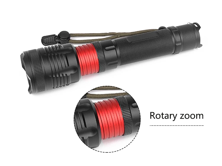 

Inventory clearance - LED flashlight xhp70 rotary zoom flashlight with hand rope