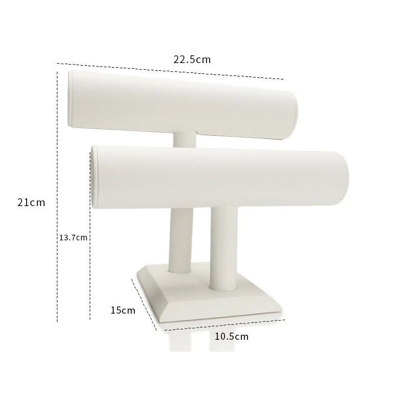

4Pcs Jewelry Display Stand Shoot Props Double-Layer T-Shaped PU Jewelry Bracelet Watch Headband Display Stand