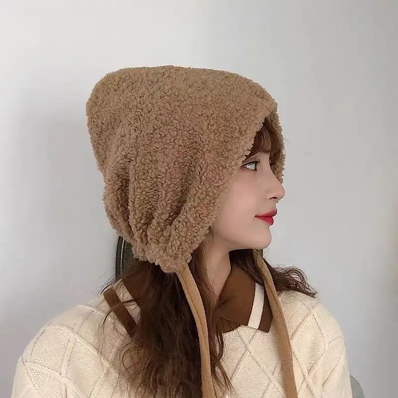 

Ins Ear Protection Japanese Winter Cute Plus Velvet Warm and Soft Girl Cute Lamb Wool Warm Hat Windproof Hood Hood