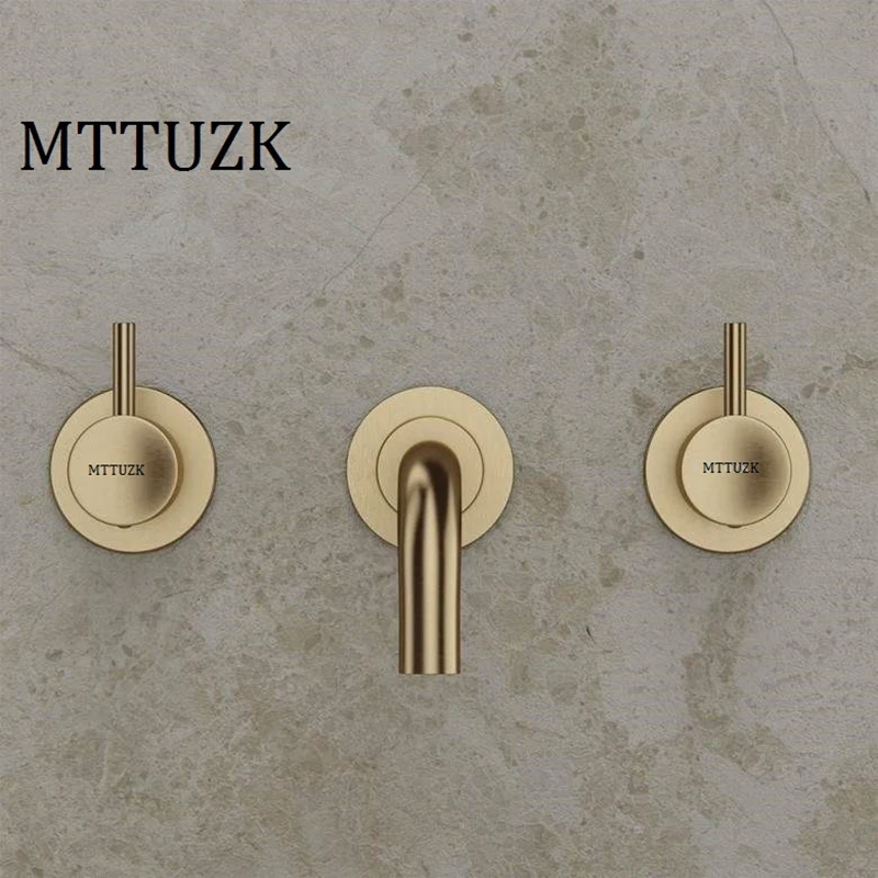 Смеситель для раковины MTTUZK качественный кран из твердой латуни с матовым золотым