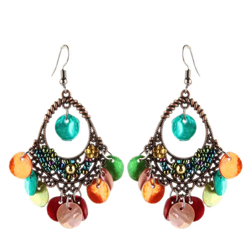 Богемская люстра висячие серьги с подвесками в виде дисков Висячие легкие