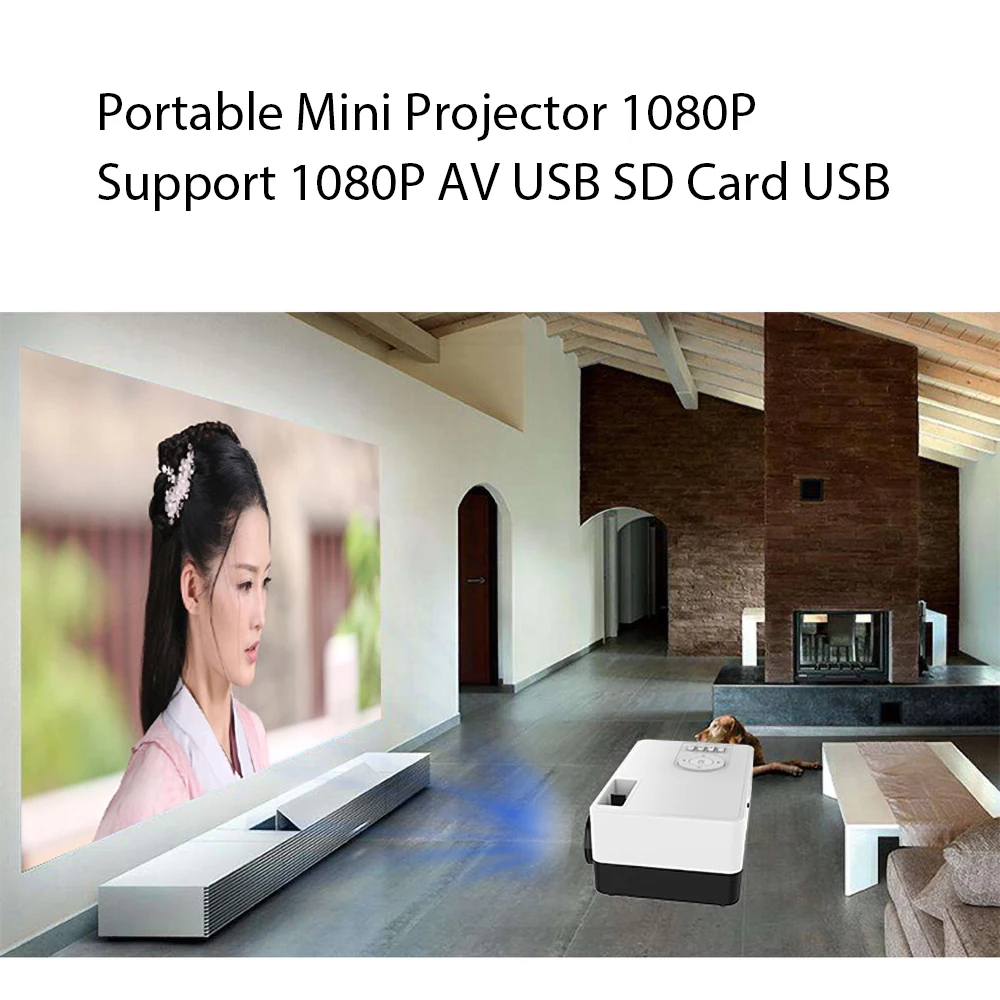 Новый портативный мини проектор J15 1080P поддержка 23 языков AV USB sd карта домашний