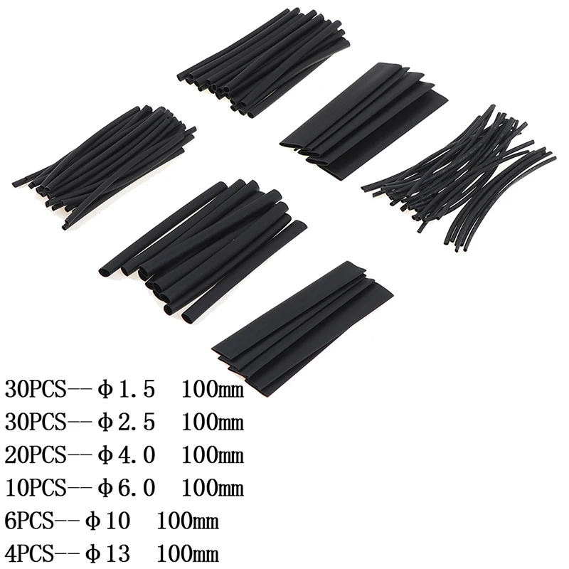 

100Pcs/set 100mm 2:1 Heat Shrink Tubing Polyolefin Tube Sleeving Set