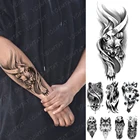 Наклейка-Татуировка Временная водостойкая для мужчин и женщин, татуировка на руку, волк, тигр, компас, лес, луна, птица, Череп, боди-арт