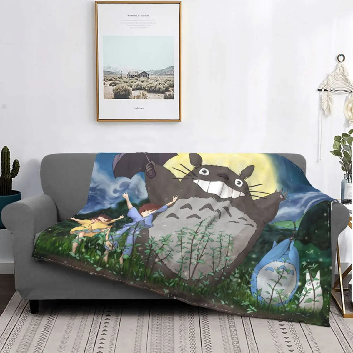 

Totoro Mei-mantas cálidas y portátiles de cuento de hadas, mantas de película animada para viajes, ropa de cama