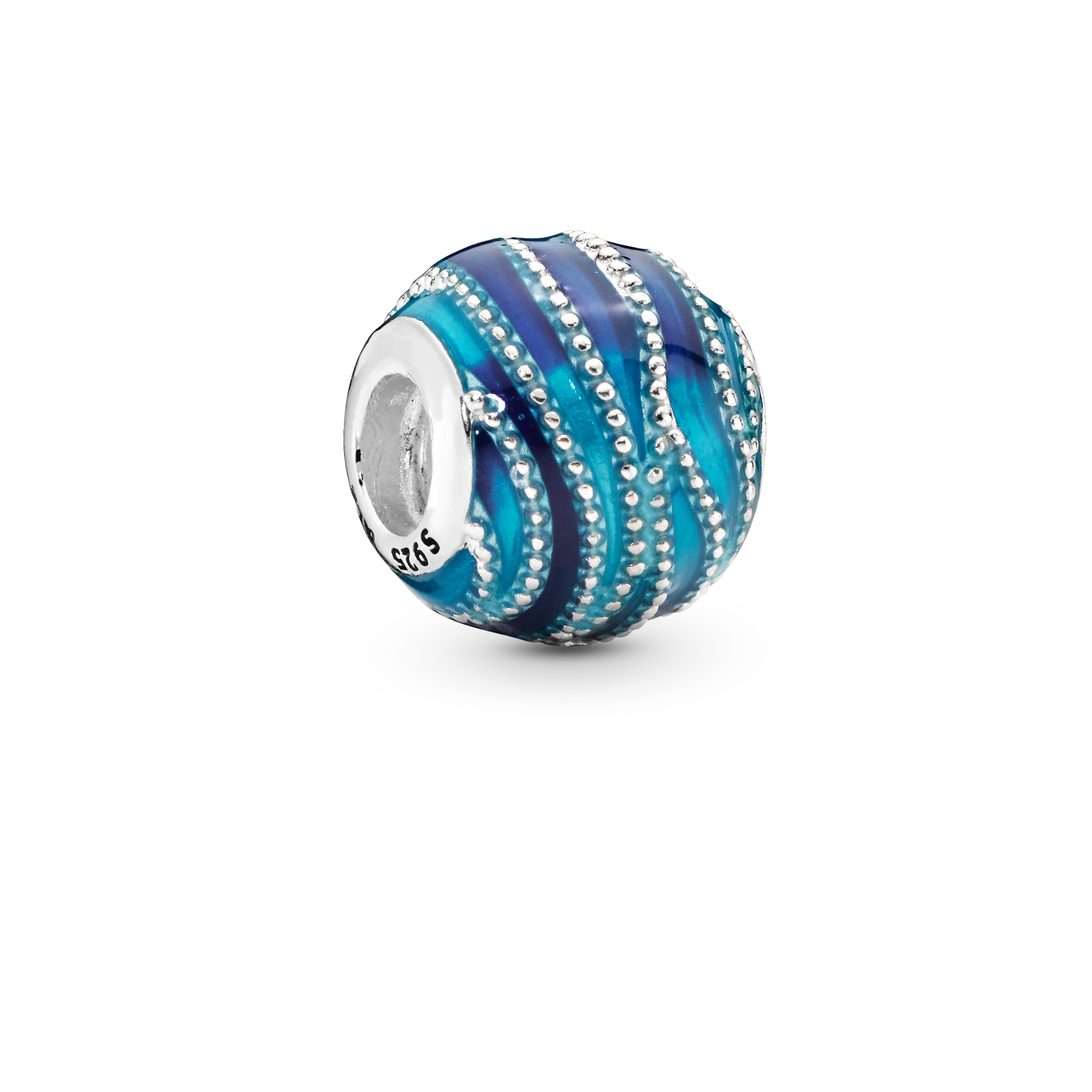 

2021 new Sale Real 925 Sterling Silver Blue Wave Charms Beads Fit Original Pandora Bracelets DIY Jewelry Making For Women Hot
