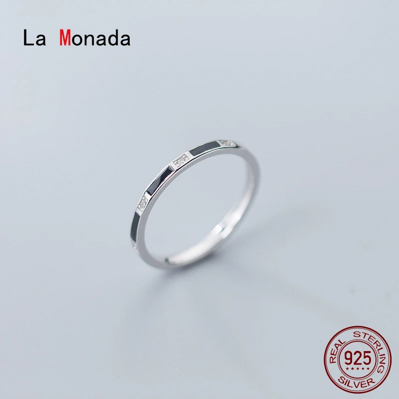 

Женское кольцо на палец La Monada, 925 пробы, серебряное, черное, минималистичное кольцо с каймой, серебро 925 пробы