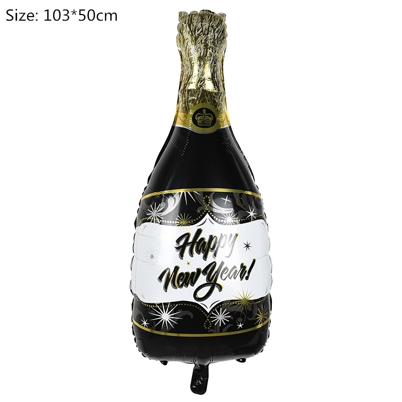 1pcs bottle Фольгированные воздушные шары с новогодним днем фоторамка реквизит воздушные шары золотой черный баннер гирлянда Navidad новогодние вечерние принадлежности - Цвет: 1pcs bottle