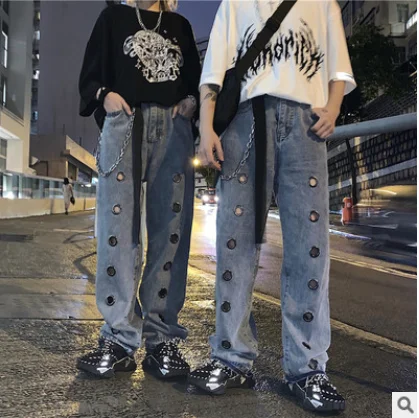 Брюки с широкими штанинами для мужчин и женщин популярные уличные брюки