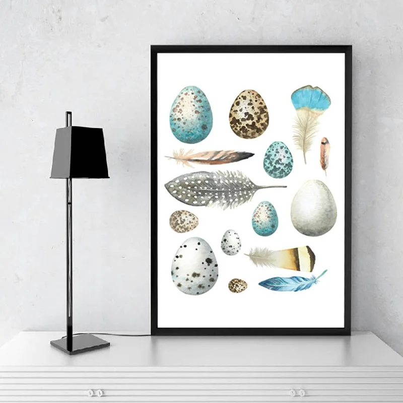 

Bird Eggs and Feathers Frameless Poster Nordic Style Canvas Painting Photo Printing Wall Art for Living Room Home Decoration