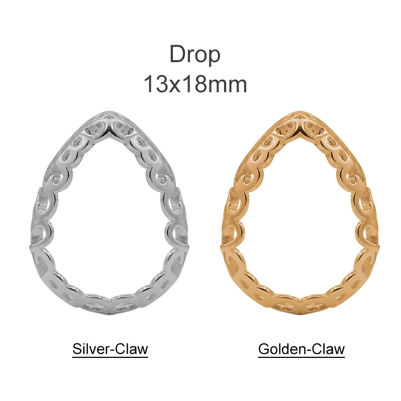 Drop 13x18mm Отлично подходит все фигуры и размер пустой золотой и серебряный коготь для кристаллов Стразы Камни Diy ремесло в свадебное платье, одежда сшить - Цвет: Drop 13x18mm