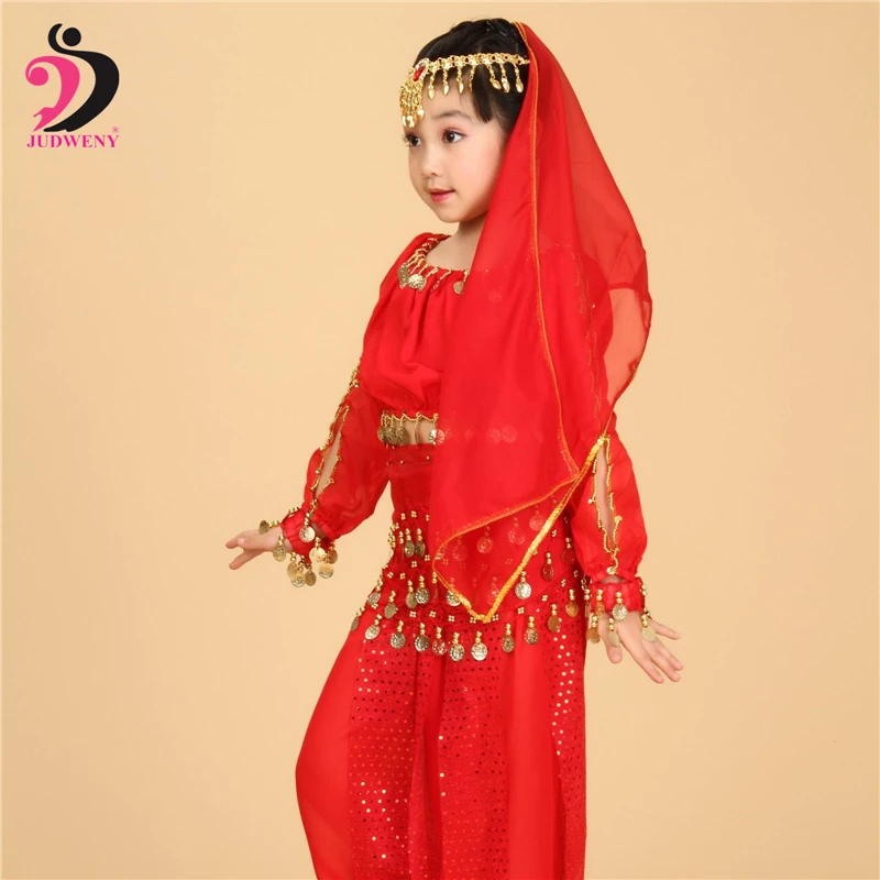 Индийская одежда костюм для танца живота Детский с длинными рукавами сцены