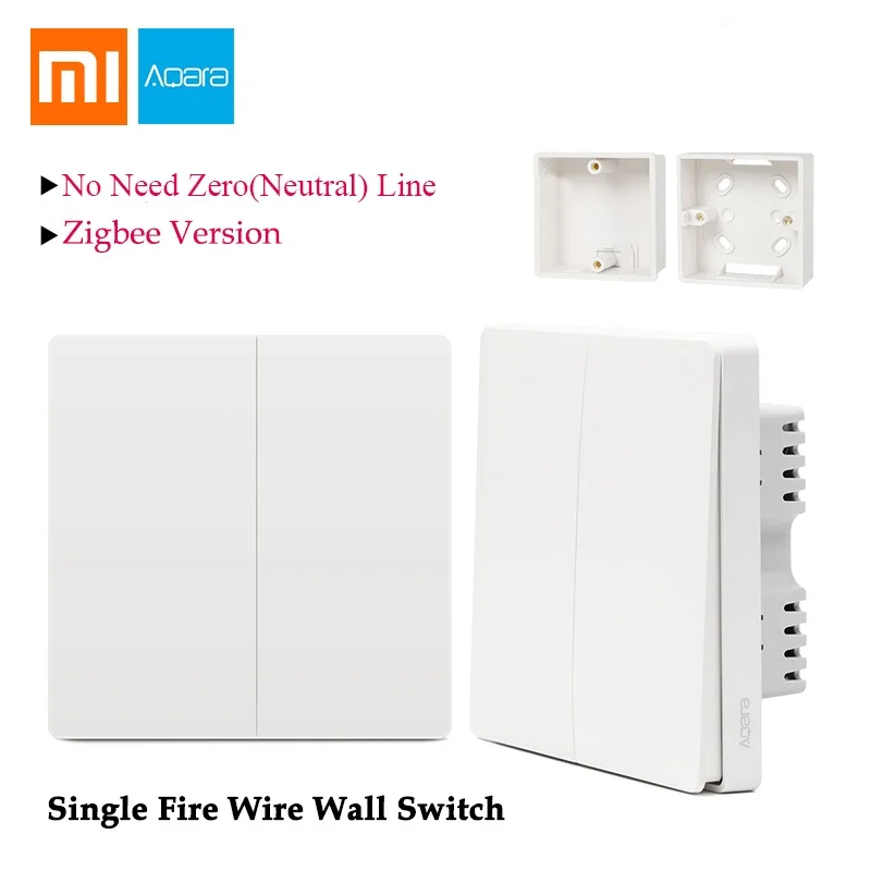 Xiao mi Aqara, настенный светильник, переключатель, Wifi, умный, Zigbee, одиночный пожарный провод, нет, нейтральный, 2 комплекта, беспроводной переключатель, mi jia mi, пульт дистанционного управления для дома