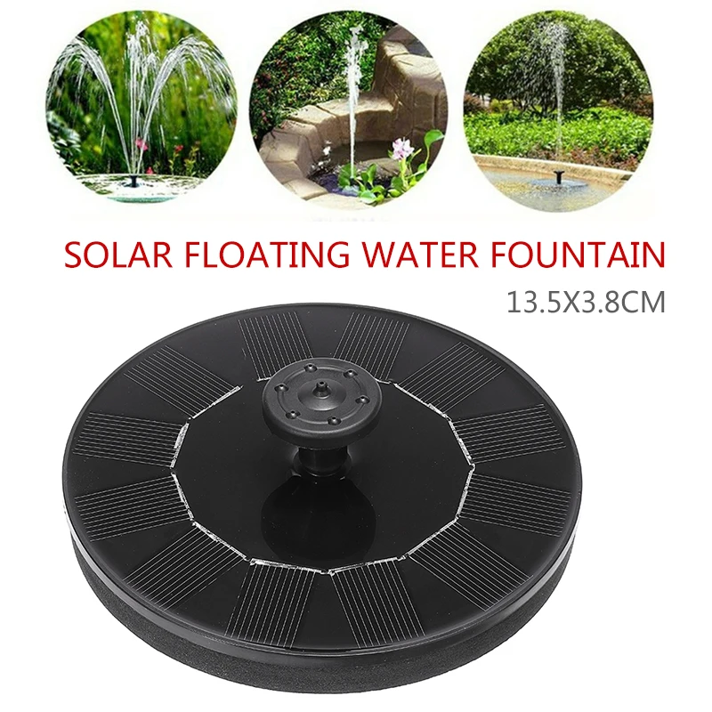 

210L/H Solar Powered Fountain Water Pump Floating Panel Garden Pool Pond Outdoor Watering Irrigation Kit 135*38mm
