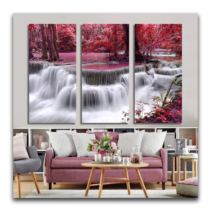 Алмазная 5D картина с пейзажем деревом полноразмерная Вышивка крестиком Триптих