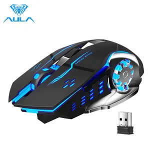 aula sc100 wireless silent gaming mouse rechargeable 2400 dpi 7 buttons ergonomic optical usb mute mouse for pc laptop desktop free global shipping