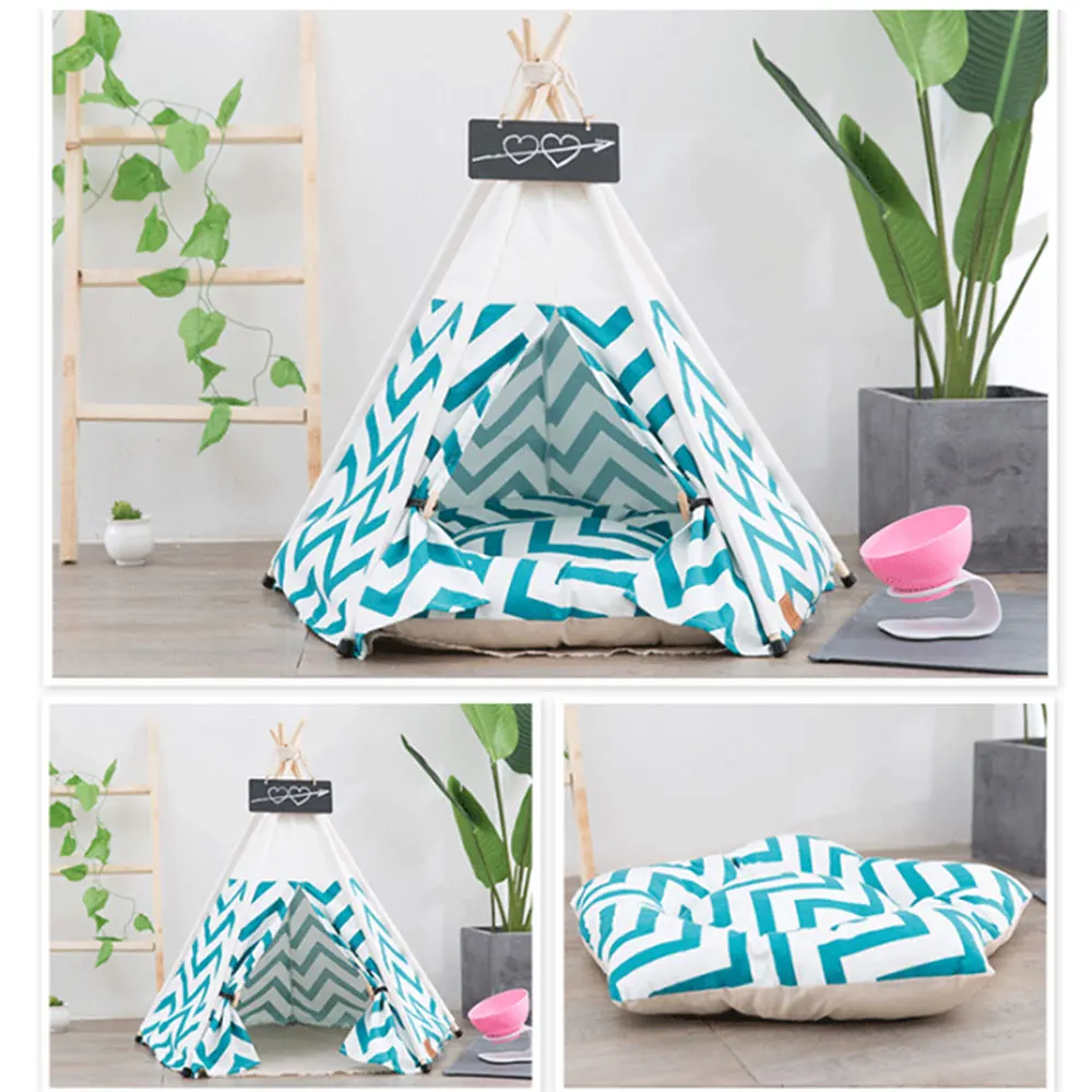 Новая палатка для питомцев собак щенков кошек Брезентовая кровать домик Вигвама
