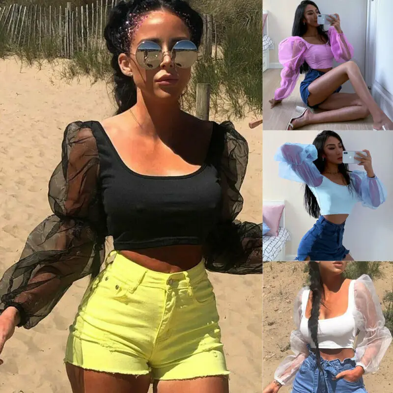 Женские Плиссированные Топы с v образным вырезом Короткие облегающие синие