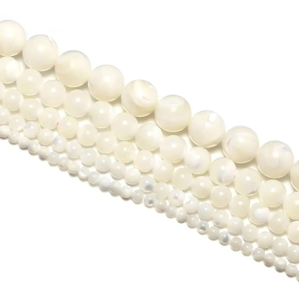 Оптовая продажа бусины из натуральных раковин белый круглый камень в виде
