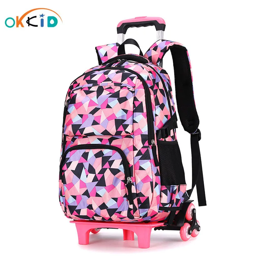 Школьный рюкзак OKKID на колесиках для девочек детский съемный ранец скалолазания