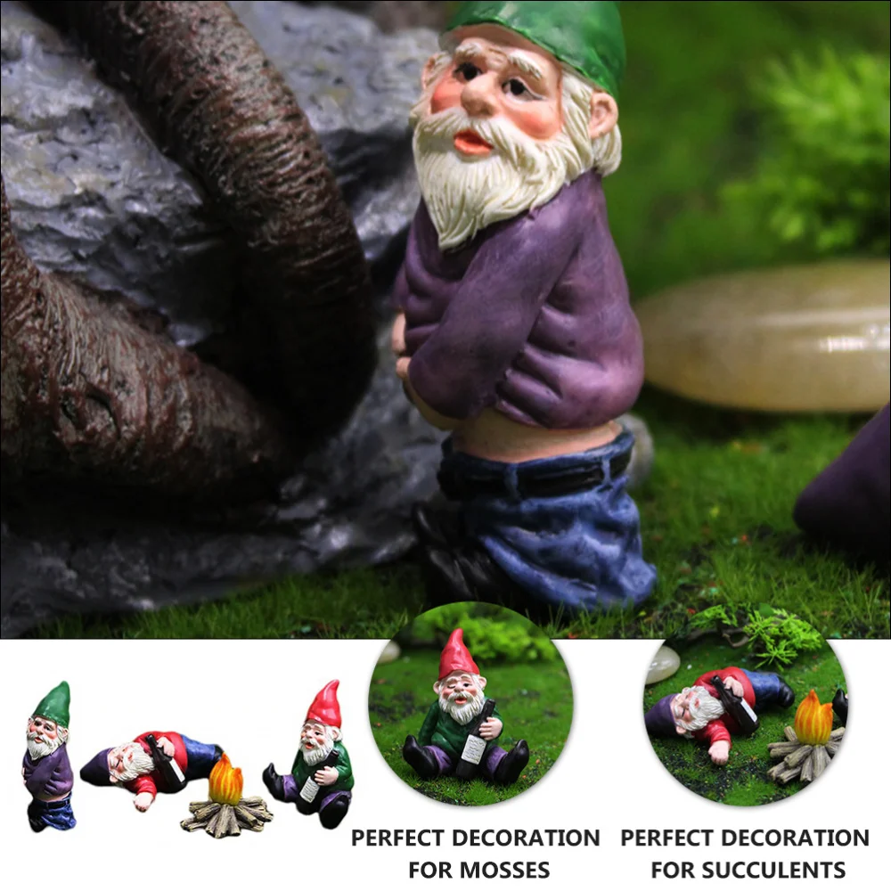 

4pcs Dwarf Shape Resin Desktop Decoration Cartoon Garden Craft Ornaments