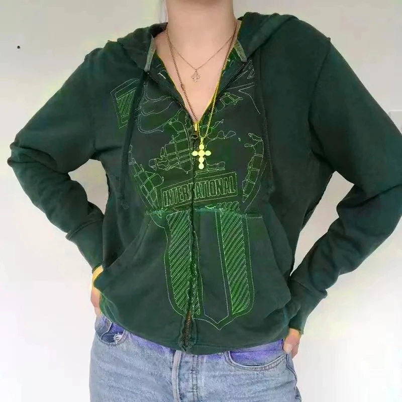 

Spring Autumn Casual Women Printed Cardigan Sweater Jacket With Hooded Pullovers V-neck Straight Sweatshirt Clothes