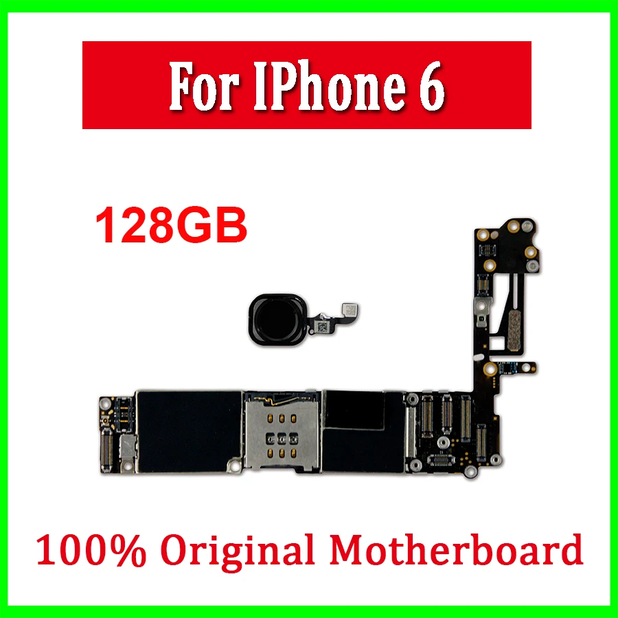 Полные Материнские платы для iphone 6, материнская плата с сенсорным ID, оригинальная разблокированная материнская плата для iphone 6 с чипами, 128 ГБ черная