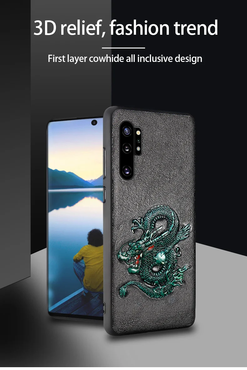 Чехол для телефона из натуральной кожи для samsung note 10 plus 10+ 3D рельефный нескользящий противоударный чехол для Galaxy note 10 plus
