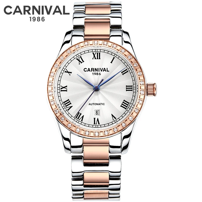 CARNIVAL Women Watches Mechanical Watch Luxury Bracelet Wrist Wristwatch Elegant Ladies Automatic Clock Watch Relogio Feminino