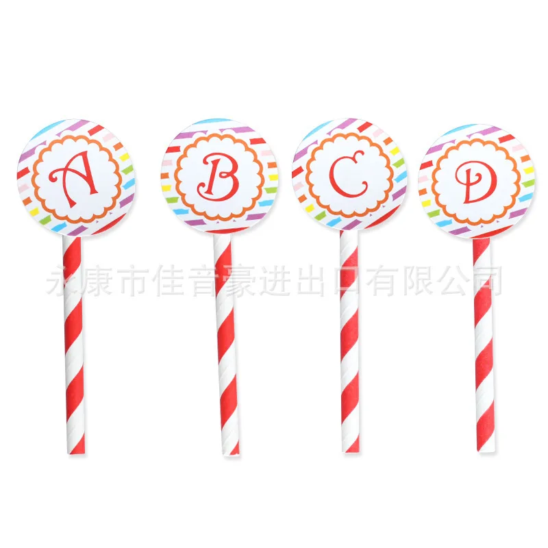 26 English Lettered Birthday Cake Decoration Decorative Flag Cupcake Topper Dessert Table Amenities |