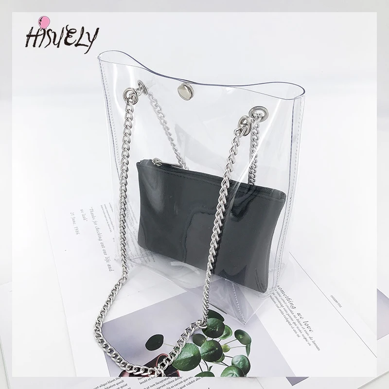 HISUELY горячая Распродажа голограмма прозрачная пластиковая сумка пляжная через